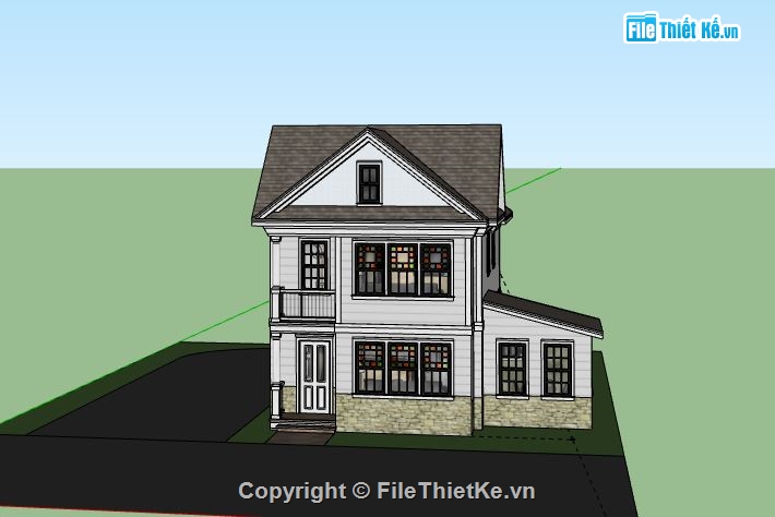 Biệt thự 2 tầng,model su biệt thự 2 tầng,biệt thự 2 tầng sketchup,sketchup biệt thự 2 tầng