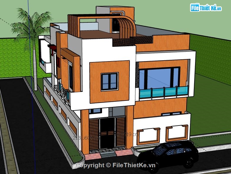 Biệt thự 2 tầng,model su biệt thự 2 tầng,biệt thự 2 tầng file su,file sketchup biệt thự 2 tầng