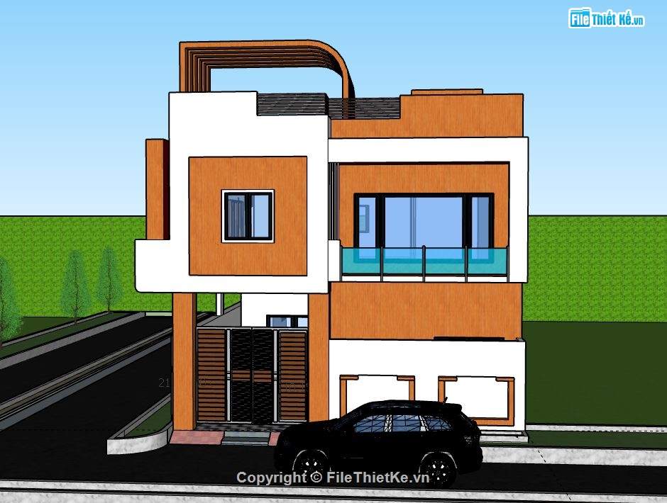 Biệt thự 2 tầng,model su biệt thự 2 tầng,biệt thự 2 tầng file su,file sketchup biệt thự 2 tầng