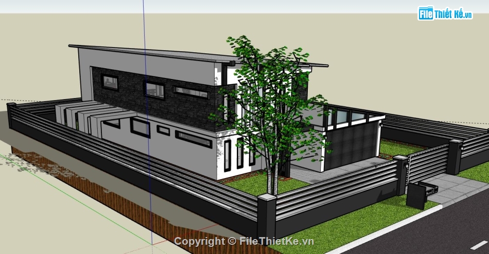 Biệt thự 2 tầng,model su biệt thự 2 tầng,biệt thự 2 tầng file sketchup