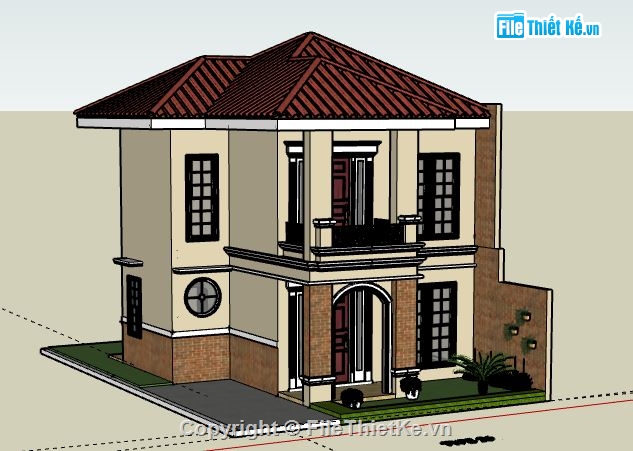 Biệt thự 2 tầng,model su biệt thự 2 tầng,biệt thự 2 tầng file su,sketchup biệt thự 2 tầng