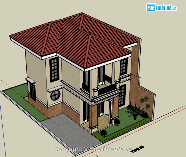 Biệt thự 2 tầng,model su biệt thự 2 tầng,biệt thự 2 tầng file su,sketchup biệt thự 2 tầng