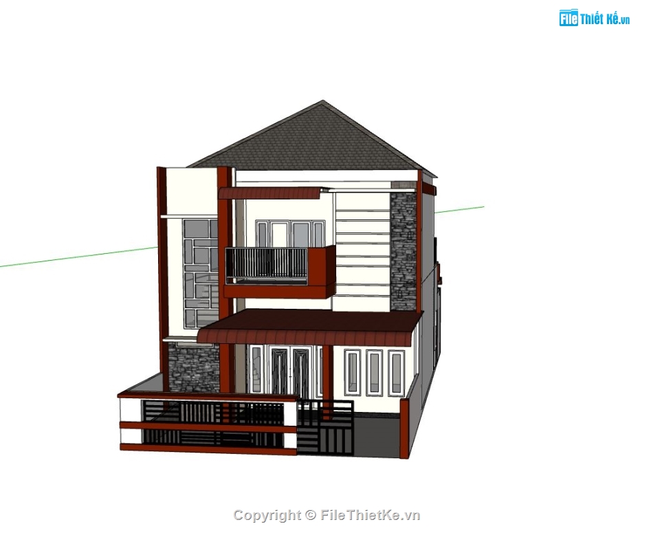 biệt thự 2 tầng,sketchup biệt thự,biệt thự hiện đại