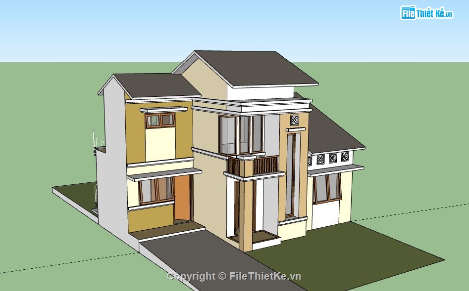 Biệt thự 2 tầng,model su biệt thự 2 tầng,file sketchup biệt thự 2 tầng,biệt thự 2 tầng sketchup