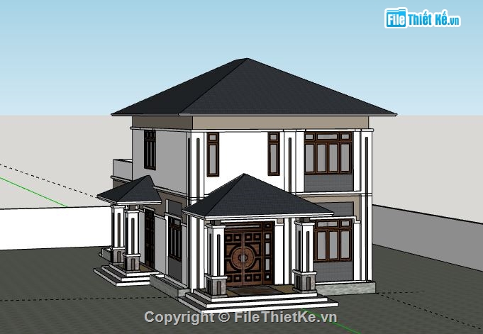 Biệt thự 2 tầng,model su biệt thự 2 tầng,sketchup biệt thự 2 tầng