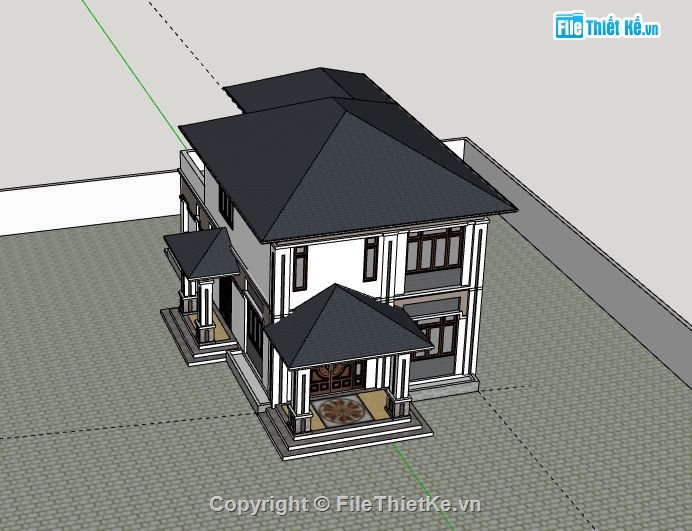 Biệt thự 2 tầng,model su biệt thự 2 tầng,sketchup biệt thự 2 tầng