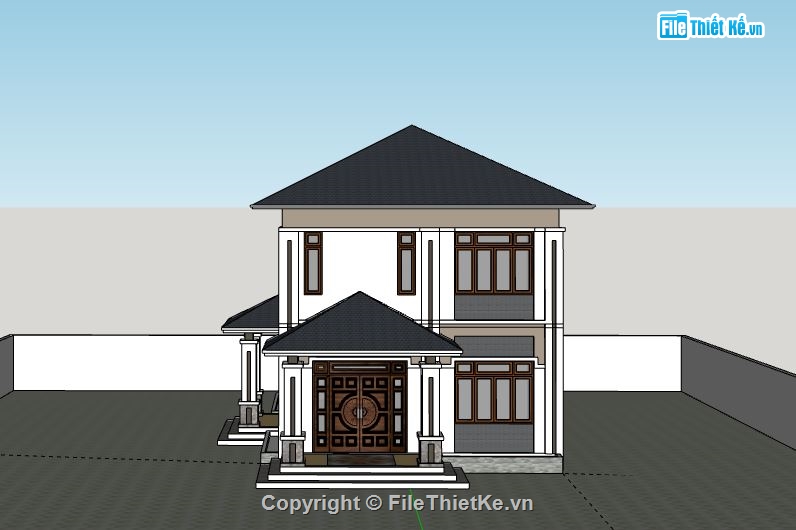 Biệt thự 2 tầng,model su biệt thự 2 tầng,sketchup biệt thự 2 tầng