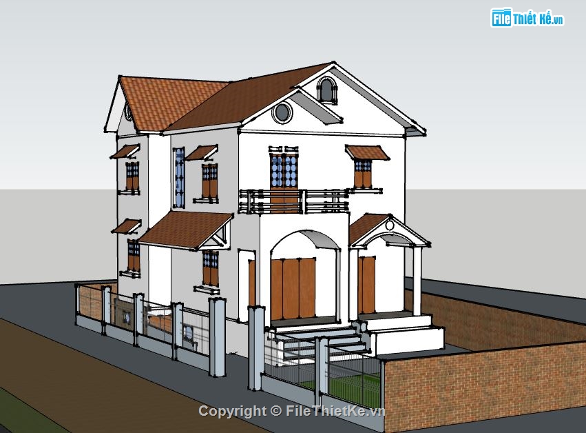 Biệt thự 2 tầng,model su biệt thự 2 tầng,biệt thự 2 tầng file su,sketchup biệt thự 2 tầng