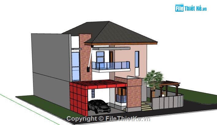 Biệt thự 2 tầng,model su biệt thự 2 tầng,biệt thự 2 tầng file su,file sketchup biệt thự 2 tầng