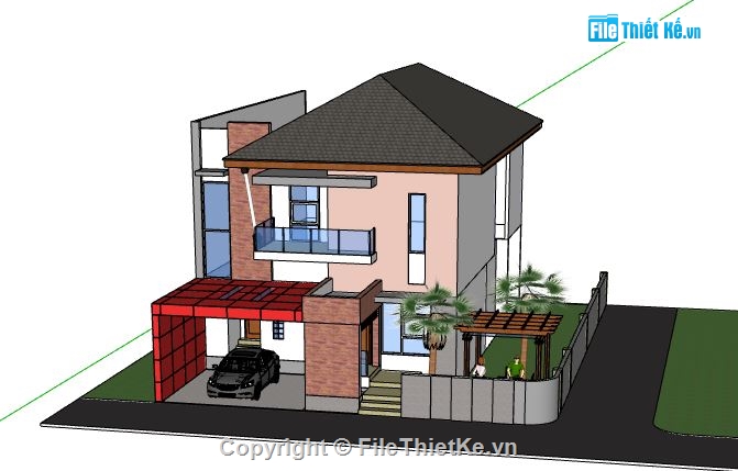 Biệt thự 2 tầng,model su biệt thự 2 tầng,biệt thự 2 tầng file su,file sketchup biệt thự 2 tầng