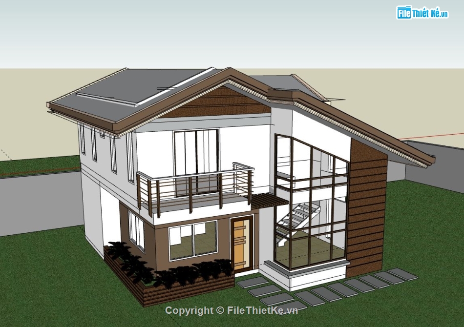 Biệt thự 2 tầng,file su biệt thự 2 tầng,sketchup biệt thự 2 tầng