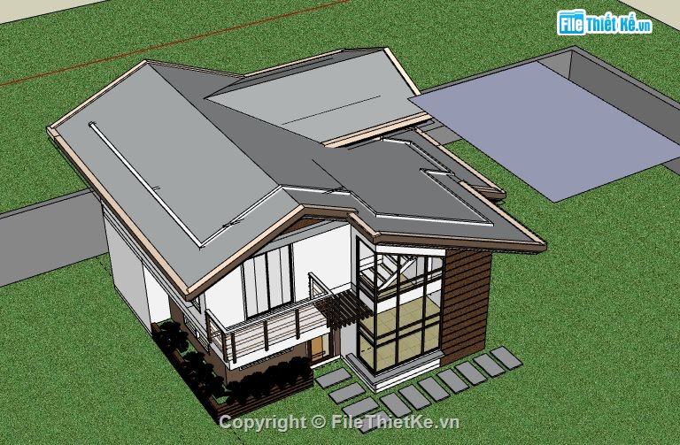 Biệt thự 2 tầng,file su biệt thự 2 tầng,sketchup biệt thự 2 tầng