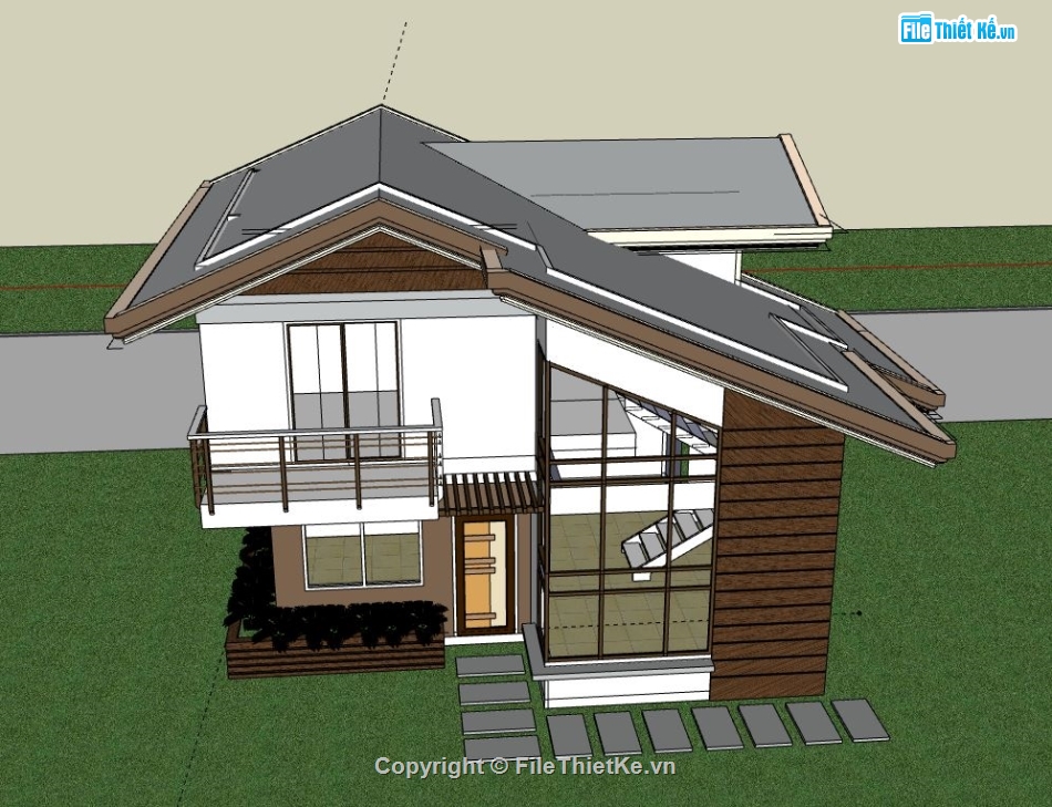 Biệt thự 2 tầng,file su biệt thự 2 tầng,sketchup biệt thự 2 tầng