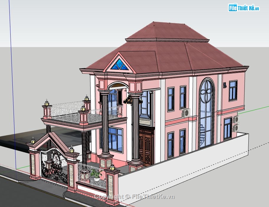 Biệt thự 2 tầng,model su biệt thự 2 tầng,biệt thự 2 tầng sketchup,file sketchup biệt thự 2 tầng,biệt thự 2 tầng model su