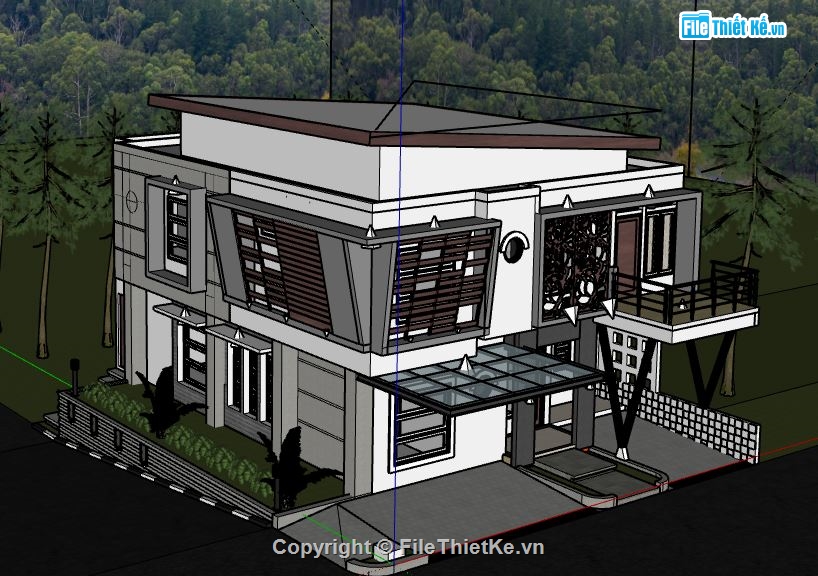 Biệt thự 2 tầng,model su biệt thự 2 tầng,file su biệt thự 2 tầng,biệt thự 2 tầng file su,sketchup biệt thự 2 tầng