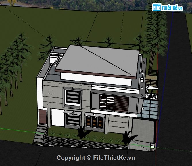 Biệt thự 2 tầng,model su biệt thự 2 tầng,file su biệt thự 2 tầng,biệt thự 2 tầng file su,sketchup biệt thự 2 tầng