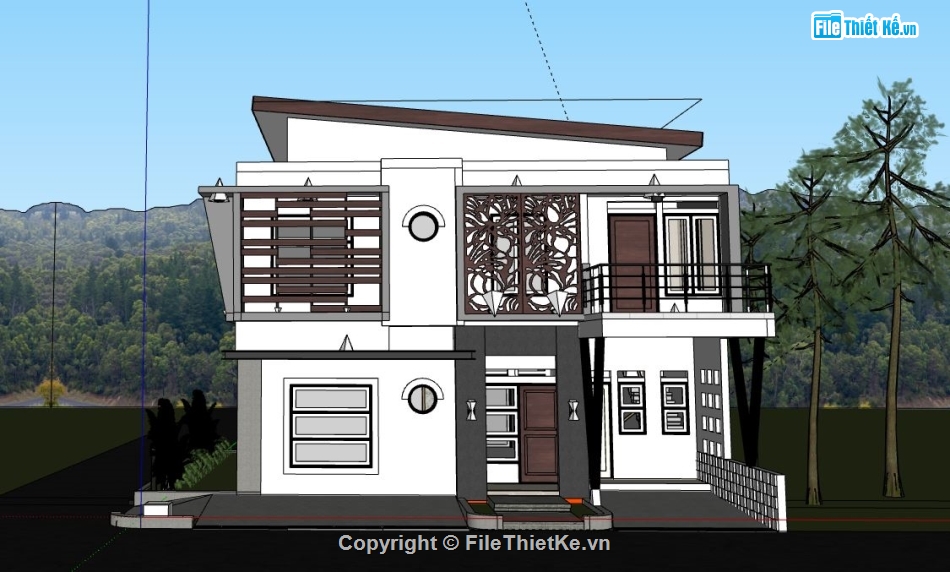 Biệt thự 2 tầng,model su biệt thự 2 tầng,file su biệt thự 2 tầng,biệt thự 2 tầng file su,sketchup biệt thự 2 tầng