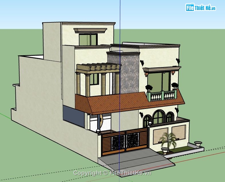 Biệt thự 2 tầng,model su biệt thự,biệt thự 2 tầng model su,sketchup biệt thự 2 tầng