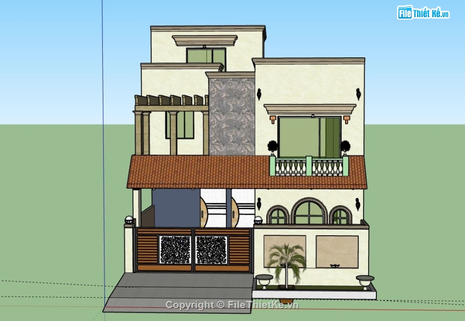 Biệt thự 2 tầng,model su biệt thự,biệt thự 2 tầng model su,sketchup biệt thự 2 tầng