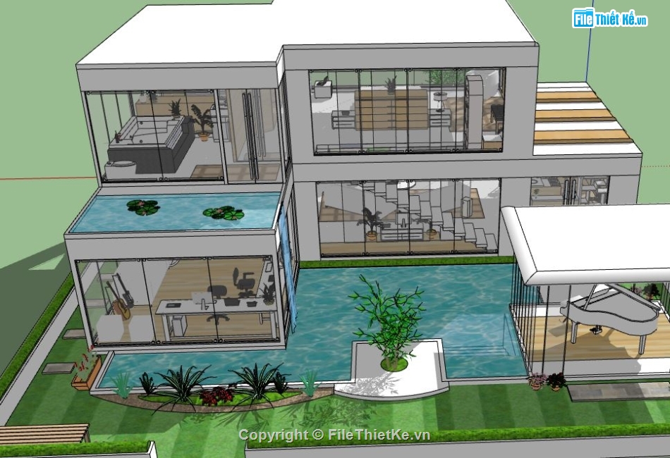 file su biệt thự,model su biệt thự,sketchup biệt thự