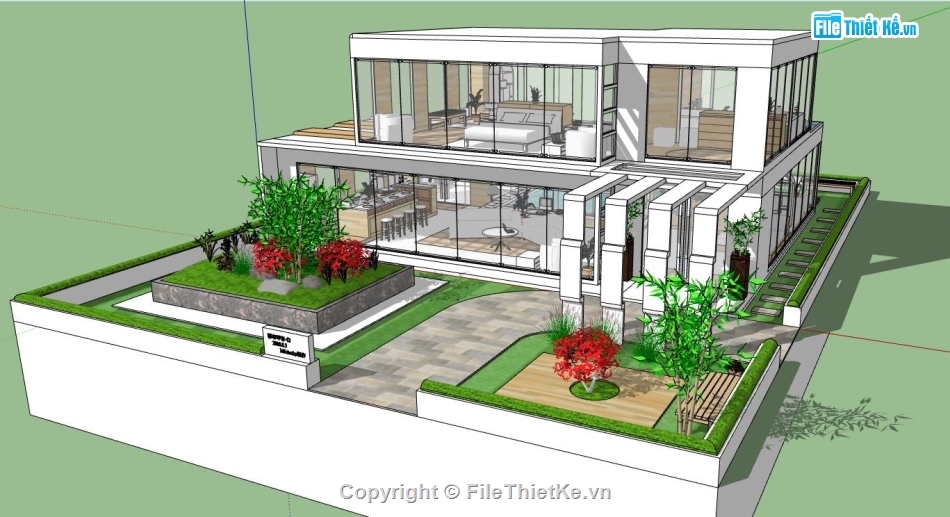 file su biệt thự,model su biệt thự,sketchup biệt thự