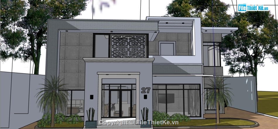 file su biệt thự,sketchup biệt thự,model su biệt thự