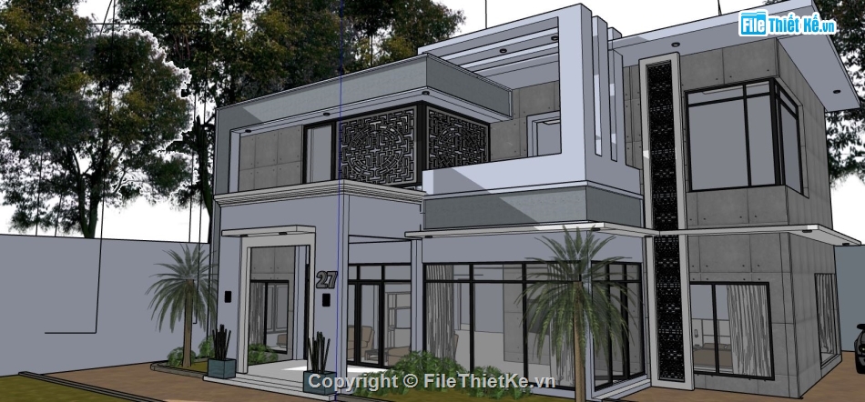 file su biệt thự,sketchup biệt thự,model su biệt thự