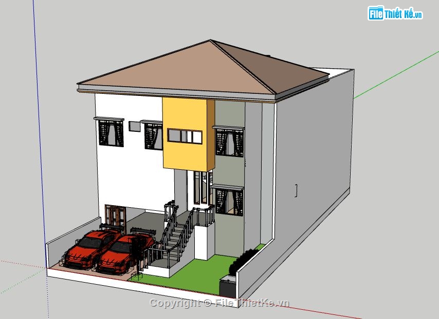 Biệt thự 2 tầng,model su biệt thự 2 tầng,biệt thự 2 tầng file su,file sketchup biệt thự 2 tầng,bản vẽ biệt thự 2 tầng