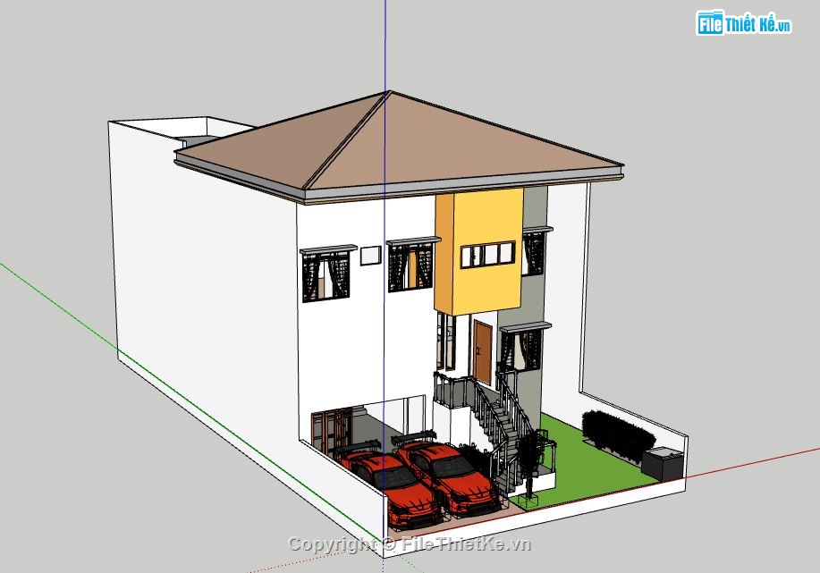 Biệt thự 2 tầng,model su biệt thự 2 tầng,biệt thự 2 tầng file su,file sketchup biệt thự 2 tầng,bản vẽ biệt thự 2 tầng