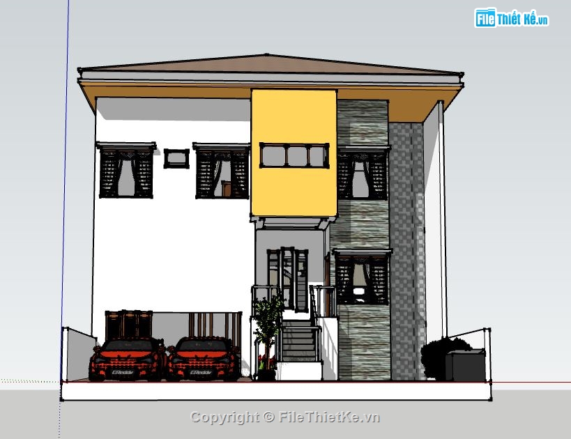 Biệt thự 2 tầng,model su biệt thự 2 tầng,biệt thự 2 tầng file su,file sketchup biệt thự 2 tầng,bản vẽ biệt thự 2 tầng