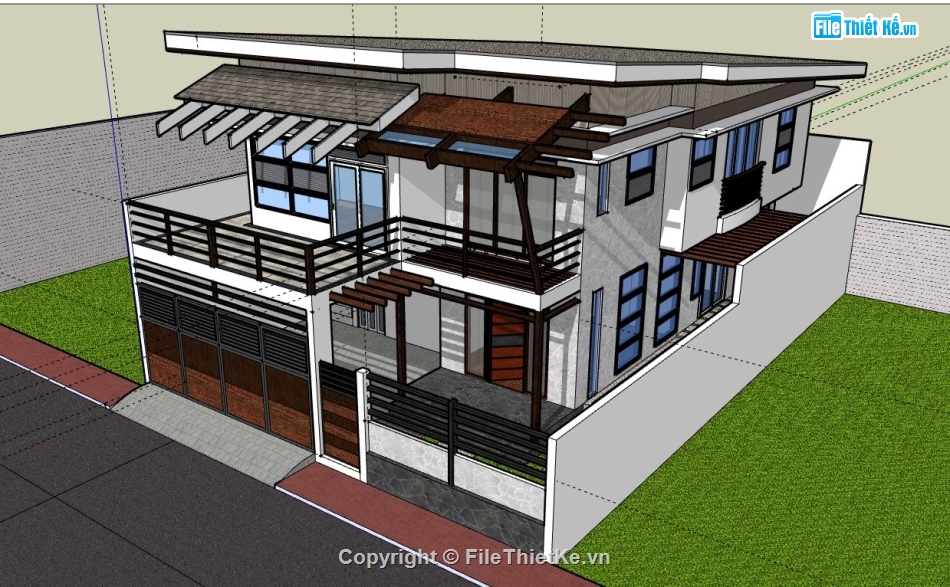 Biệt thự 2 tầng hiện đại,mẫu biệt thự 2 tầng sketchup,thiết kế biệt thự 2 tầng sketchup,biệt thự 2 tầng