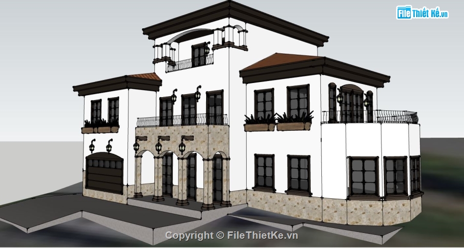 file su biệt thự,sketchup biệt thự,model su biệt thự