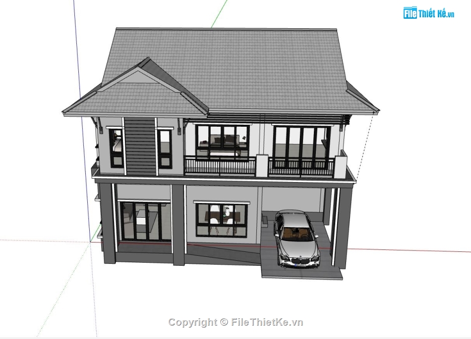 model su biệt thự 2 tầng,su biệt thự 2 tầng,sketchup biệt thự