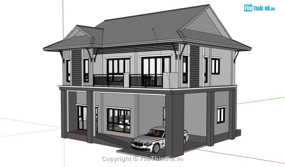 model su biệt thự 2 tầng,su biệt thự 2 tầng,sketchup biệt thự