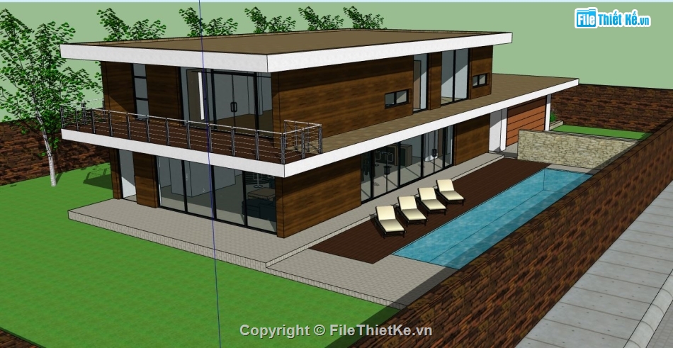 biệt thự 2 tầng,sketchup biệt thự 2 tầng,model su biệt thự 2 tầng