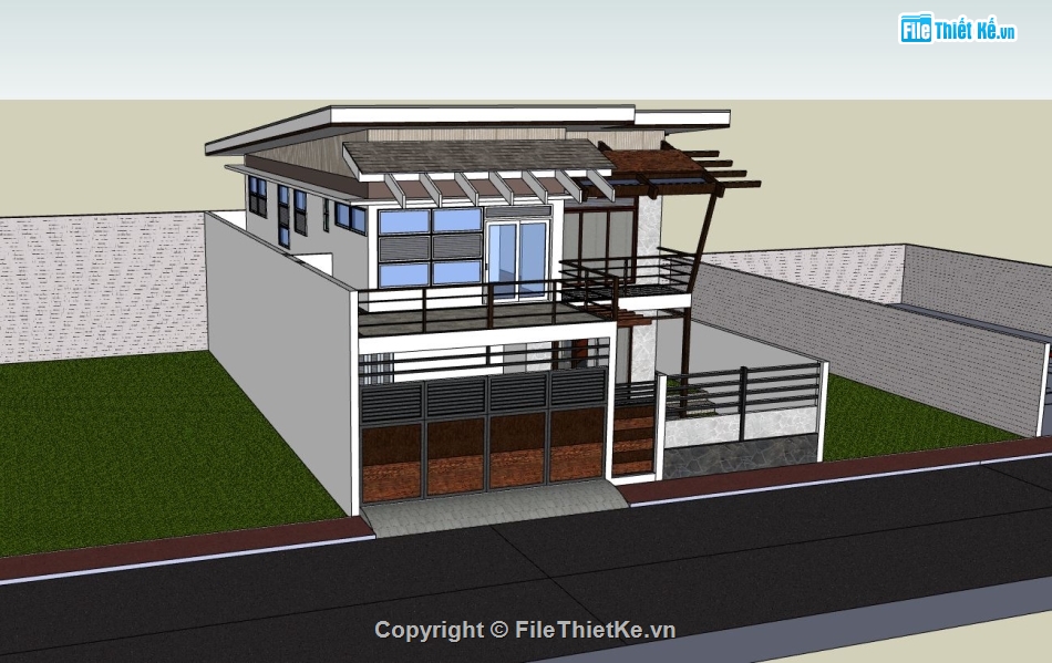 biệt thự 2 tầng,file sketchup biệt thự 2 tầng,model su biệt thự 2 tầng