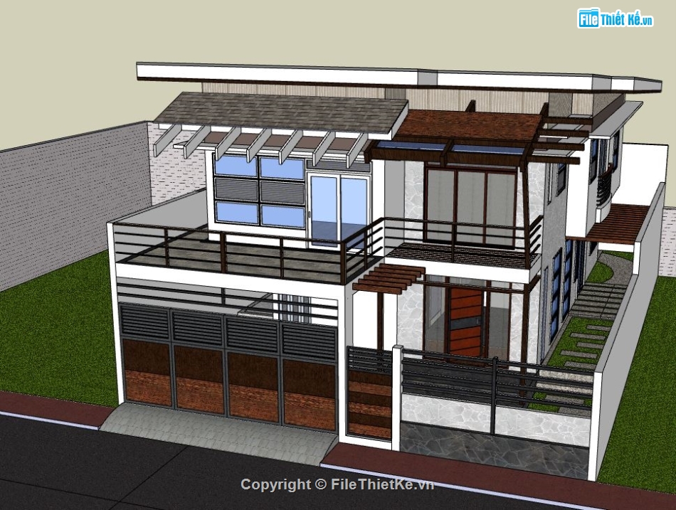 biệt thự 2 tầng,file sketchup biệt thự 2 tầng,model su biệt thự 2 tầng