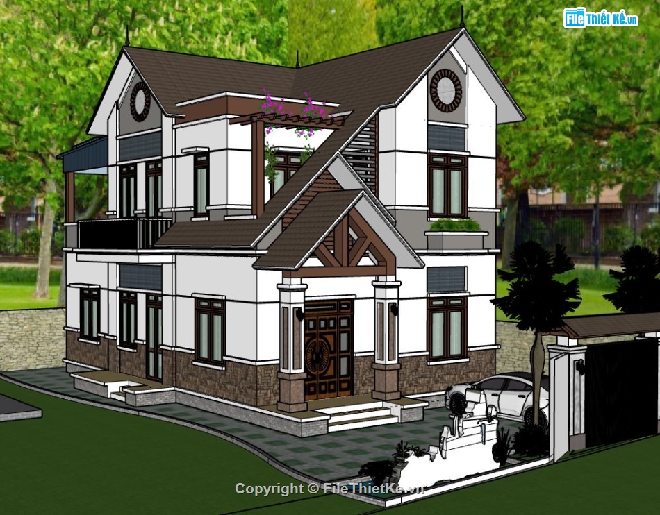 biệt thự 2 tầng,file sketchup biệt thự 2 tầng,model su biệt thự 2 tầng,biệt thự 2 tầng file sketchup,sketchup biệt thự 2 tầng