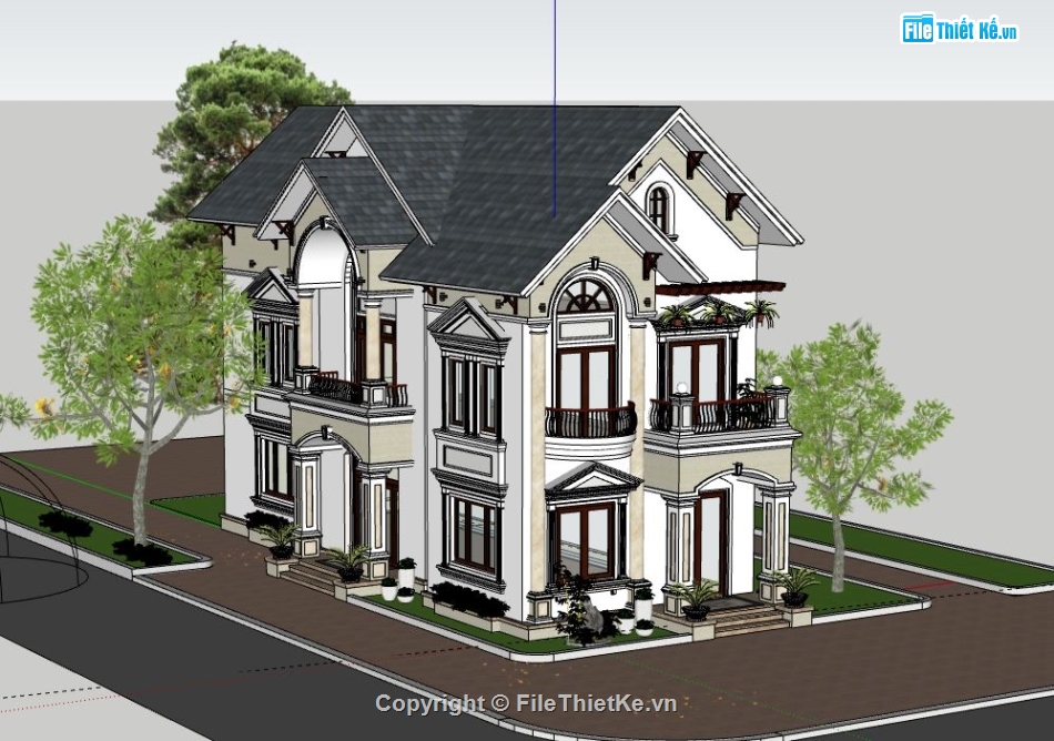 Biệt thự  2 tầng,file sketchup biệt thự 2 tầng,model sketchup biệt thự,biệt thự 2 tầng file sketchup,biệt thự 2 tầng file su