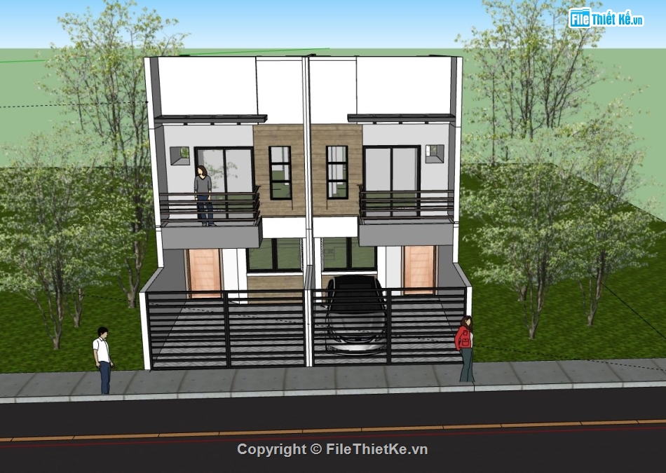 Biệt thự  2 tầng,sketchup biệt thự 2 tầng,model su biệt thự 2 tầng