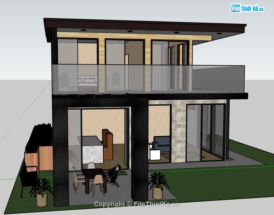 su biệt thự 2 tầng,model su biệt thự,sketchup biệt thự