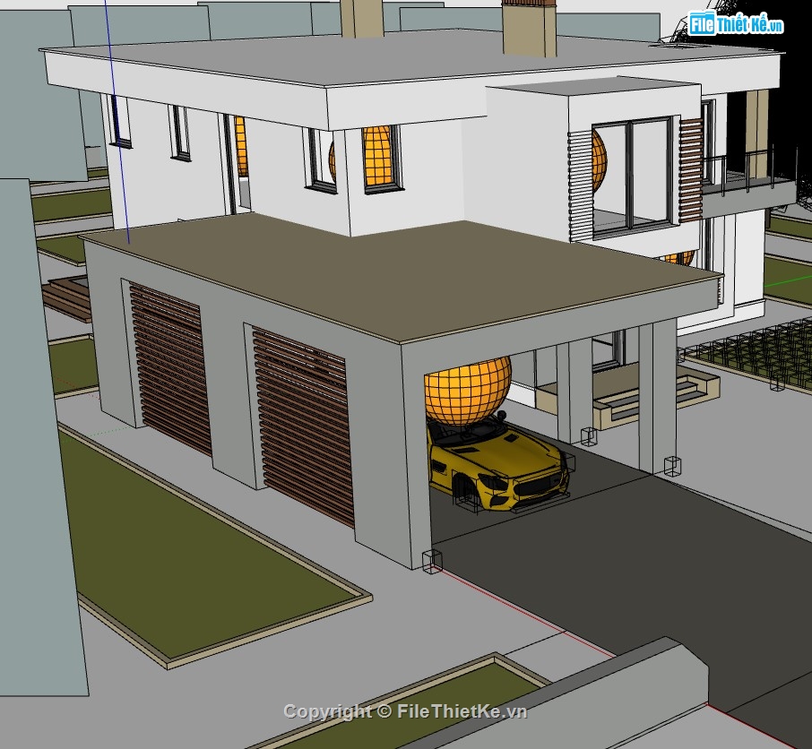 biệt thự cao cấp,sketchup biệt thự,sketchup biệt thự 2 tầng