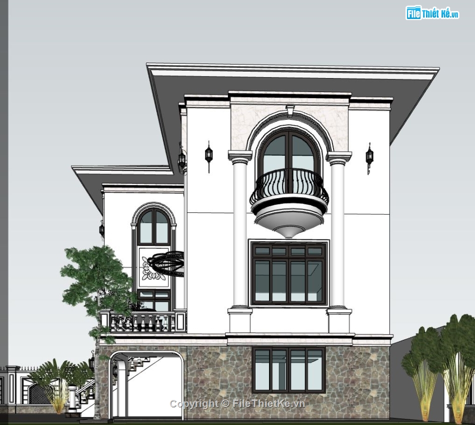 model su biệt thự 3 tầng,sketchup biệt thự 3 tầng,su biệt thự 3 tầng