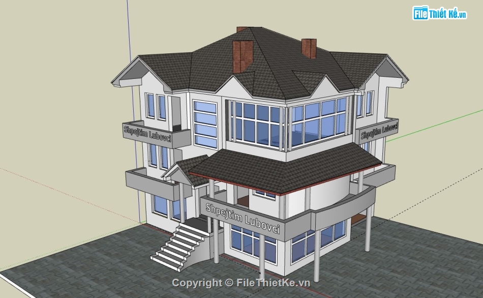 Biệt thự 3 tầng,model su biệt thự 3 tầng,biệt thự 3 tầng file su