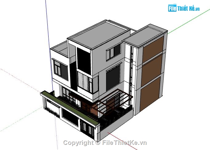 Biệt thự 3 tầng,model su biệt thự 3 tầng,sketchup biệt thự 3 tầng