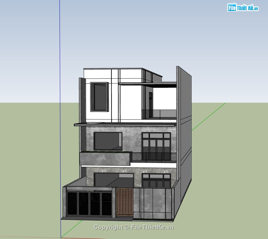 biệt thự 3 tầng đẹp,sketchup biệt thự,ngoại thất biệt thự su