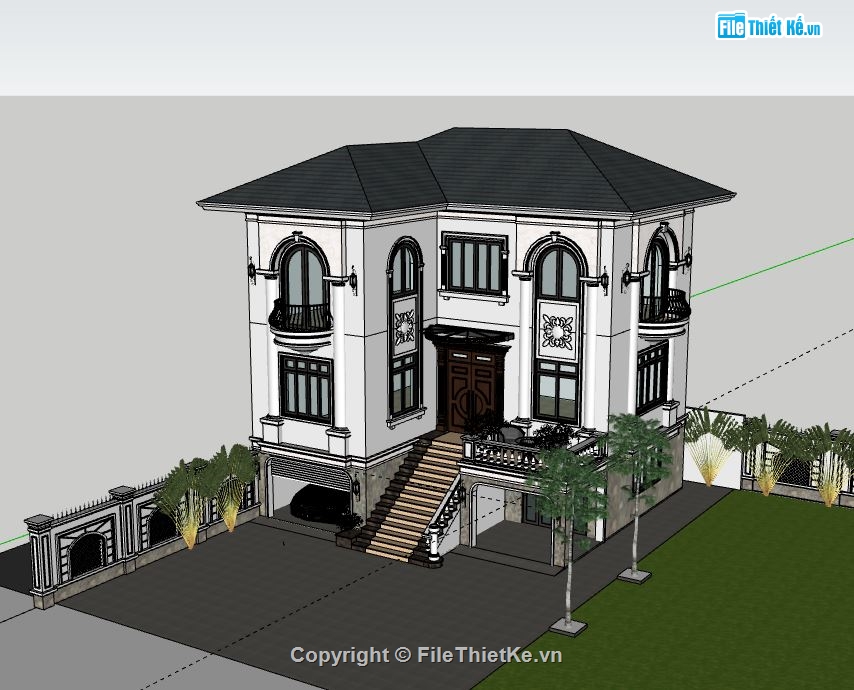 Biệt thự 3 tầng,Model su biệt thự 3 tầng,biệt thự 3 tầng sketchup