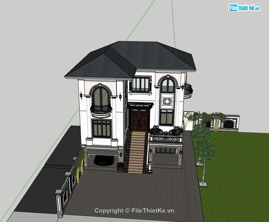 Biệt thự 3 tầng,Model su biệt thự 3 tầng,biệt thự 3 tầng sketchup