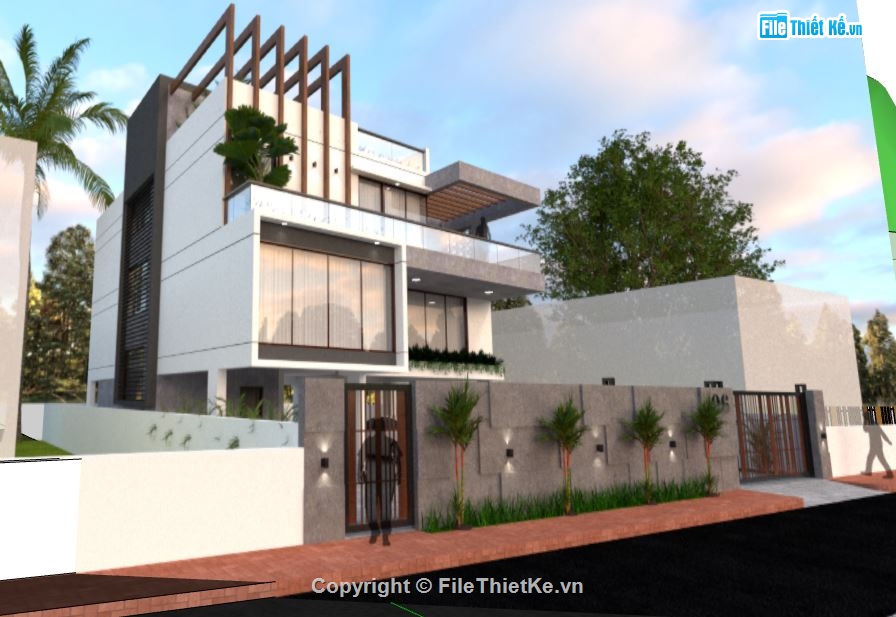 Biệt thự 3 tầng file sketchup,model su biệt thự 3 tầng,biệt thự 3 tầng file su,file sketchup biệt thự 3 tầng