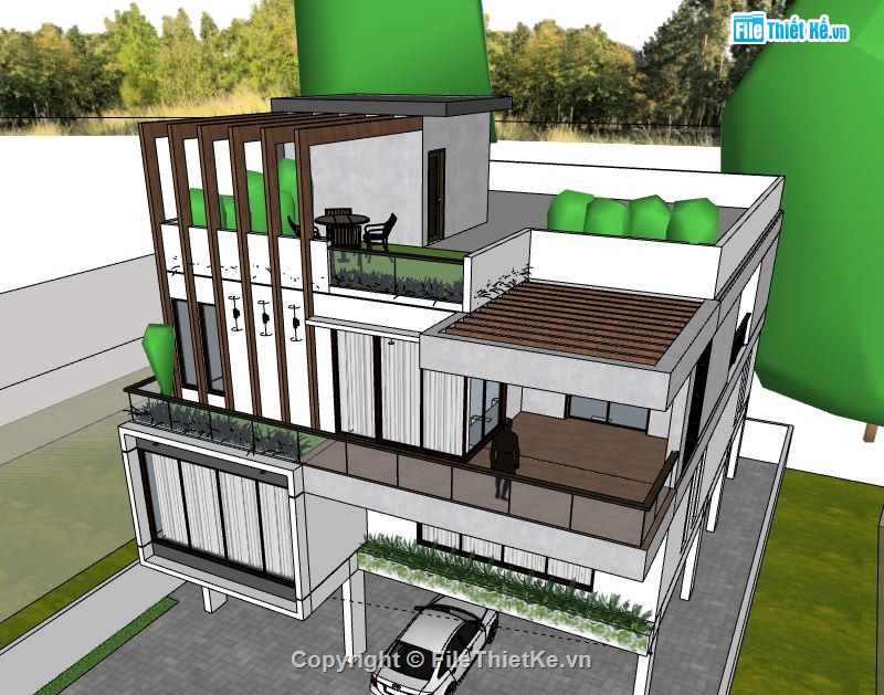 Biệt thự 3 tầng file sketchup,model su biệt thự 3 tầng,biệt thự 3 tầng file su,file sketchup biệt thự 3 tầng